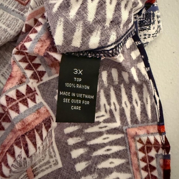 A. Byer Red White Blue Boho Chevron Tank Top Size 3X NWT - Picture 5 of 6